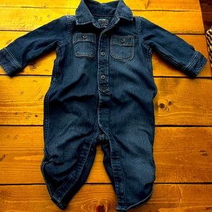 GAP baby jean romper sz 6-12 months